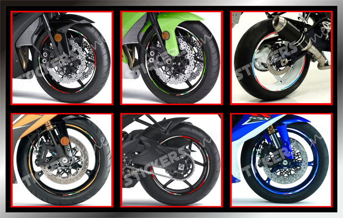 Adesivi ruote moto strisce cerchi DUCATI SUZUKI HONDA YAMAHA TRIUMPH KTM  racing4 - Stickers Line